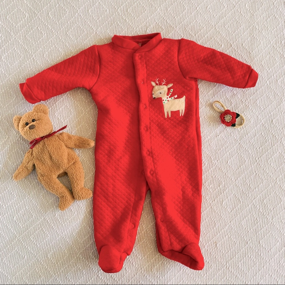 Quilted Little Deer Footie PJs 3-6mo Christmas, Valentine’s Day, Lunar New Year